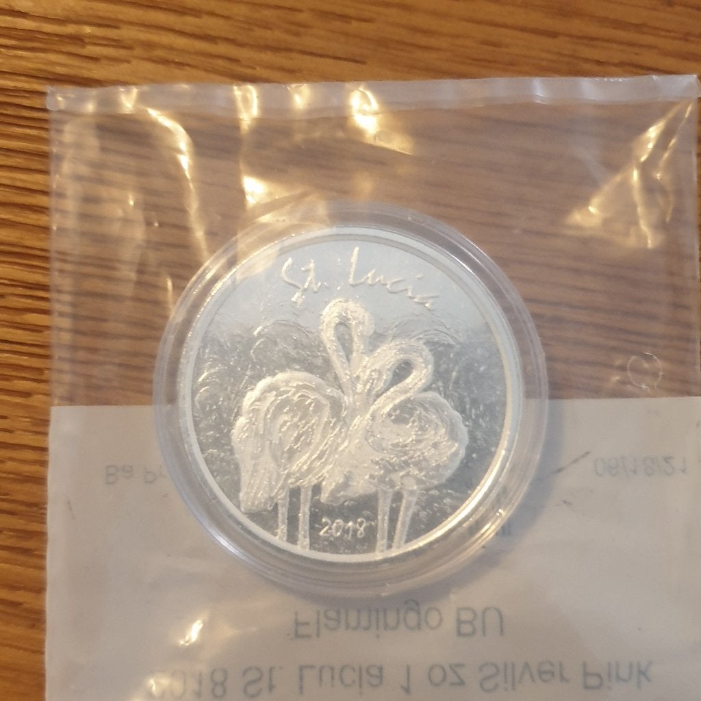 1 oz zilveren 2018 pink flamingo st Lucia, Verzenden, Zilver