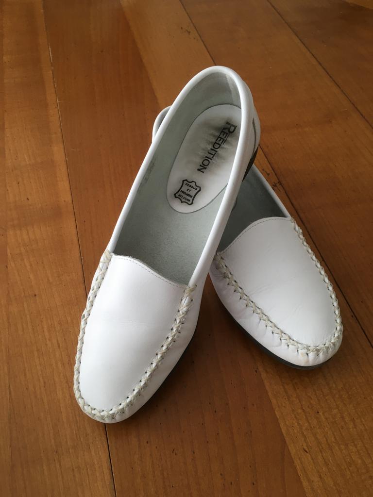 Echt lederen dames mocassins (wit), Ophalen, Zo goed als nieuw, Wit