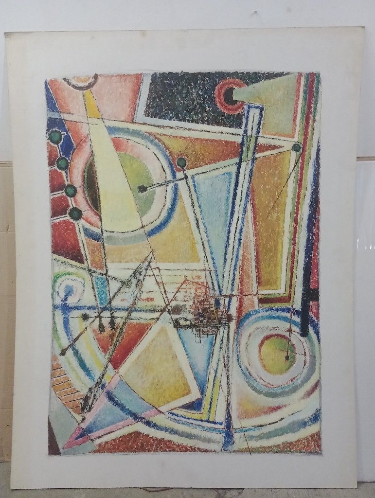 Tableau abstrait Serge Montegnies huile pastel,105x80, n696, Enlèvement
