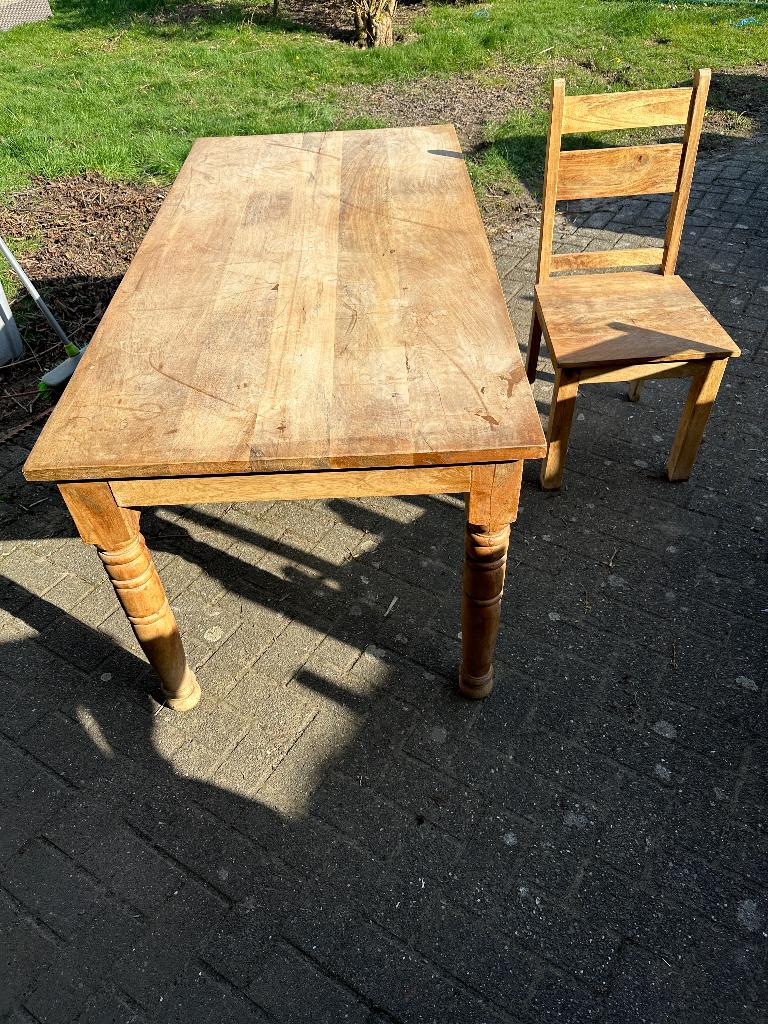 Eettafel met 6 stoelen, Ophalen, Gebruikt, 50 tot 100 cm, Vijf personen of meer