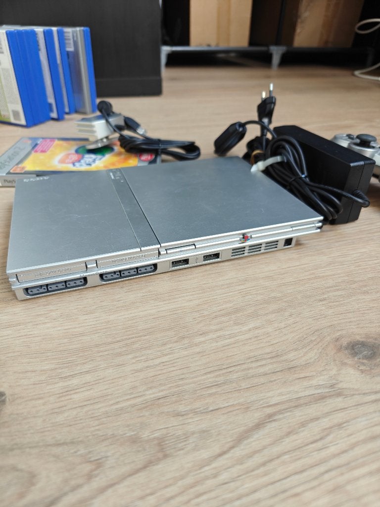 PS2 Slim + Zilver + 11 Games & Accessoires, 2 joueurs, Autres genres, Enlèvement, Utilisé