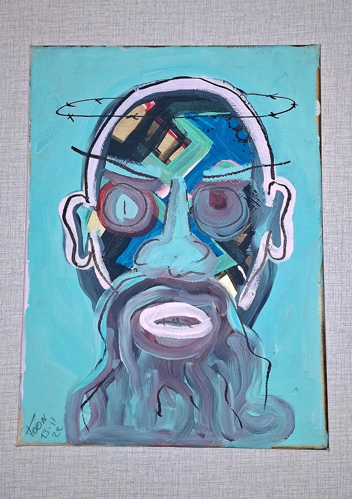 peinture sur toile, Enlèvement ou Envoi, Autres matériaux, Signé, Portrait