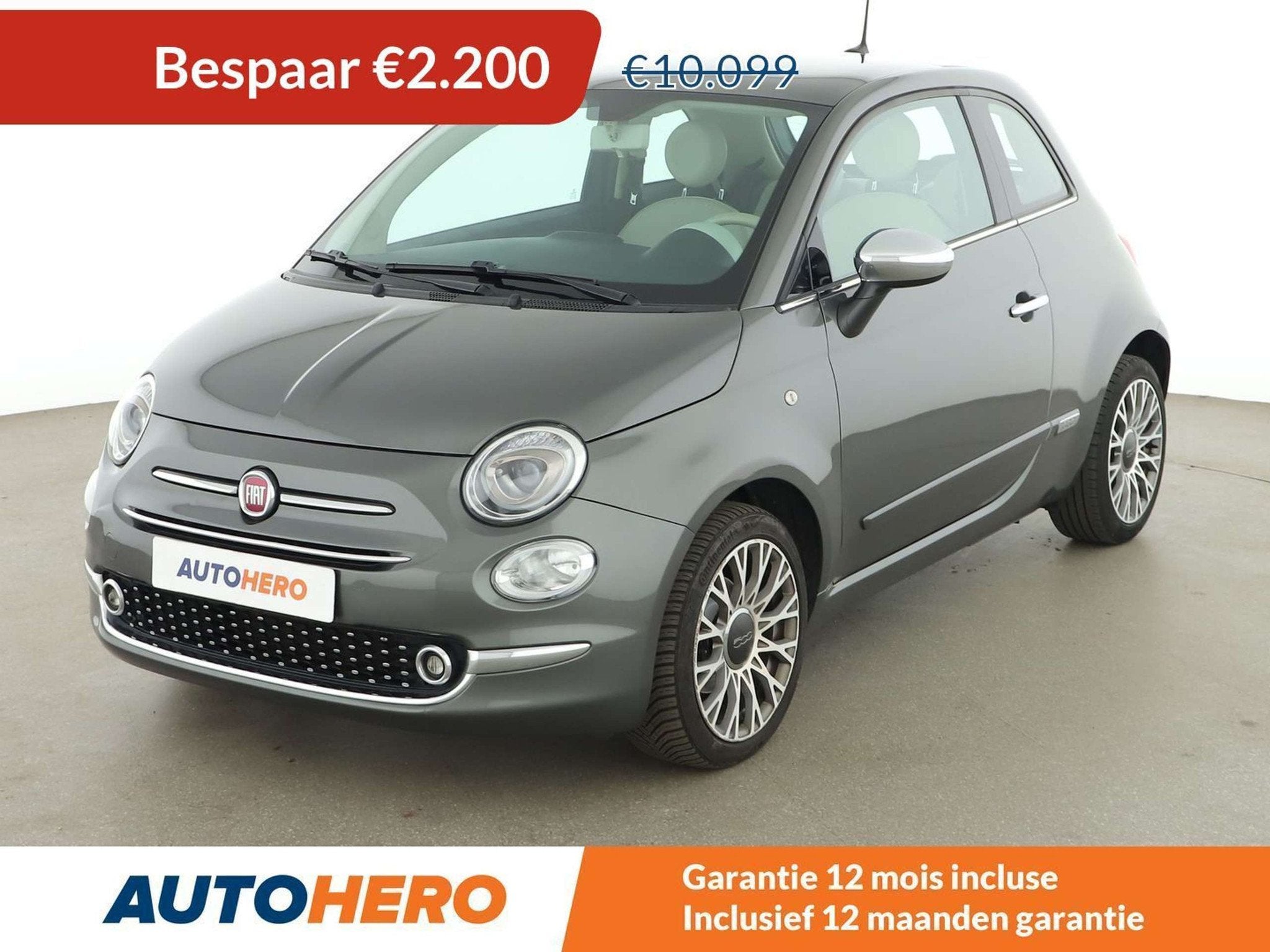 Fiat 500 1.2 Lounge (bj 2019), Auto's, Fiat, Voorwielaandrijving, 4 zetels, Handgeschakeld, Grijs