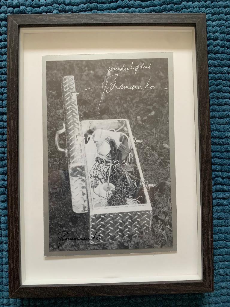 Panamarenko gesigneerde foto Werkbak, Enlèvement ou Envoi