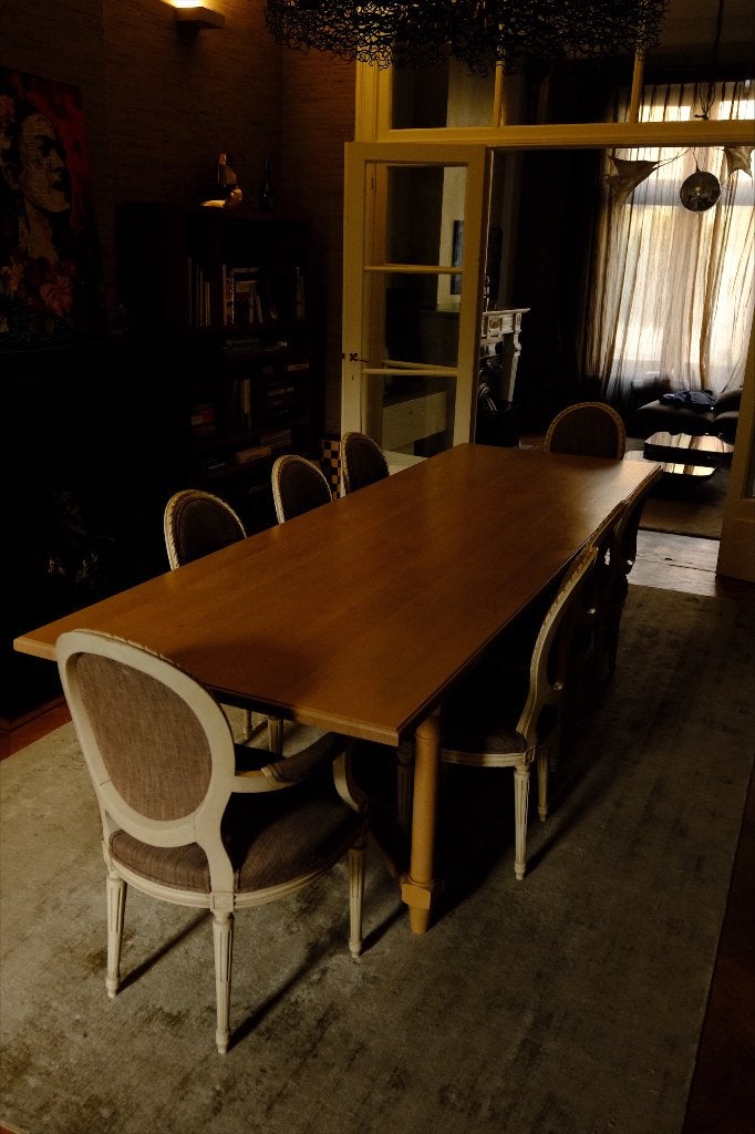 Table à manger classique en chêne — 8 places — 1 m x 3 m, Enlèvement, Utilisé, Chêne, Rectangulaire