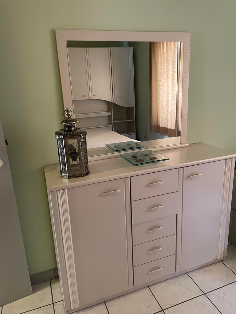 Koopje !! Dressoir commode spiegel houtkleur als nieuw, Huis en Inrichting, Kasten | Dressoirs, Ophalen, Vintage retro landelijk