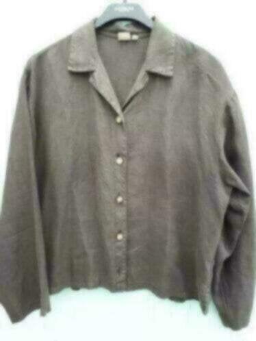 magnifique blouse en lin marron/gris aiss à aisselle ca58 cm, Enlèvement, Brun