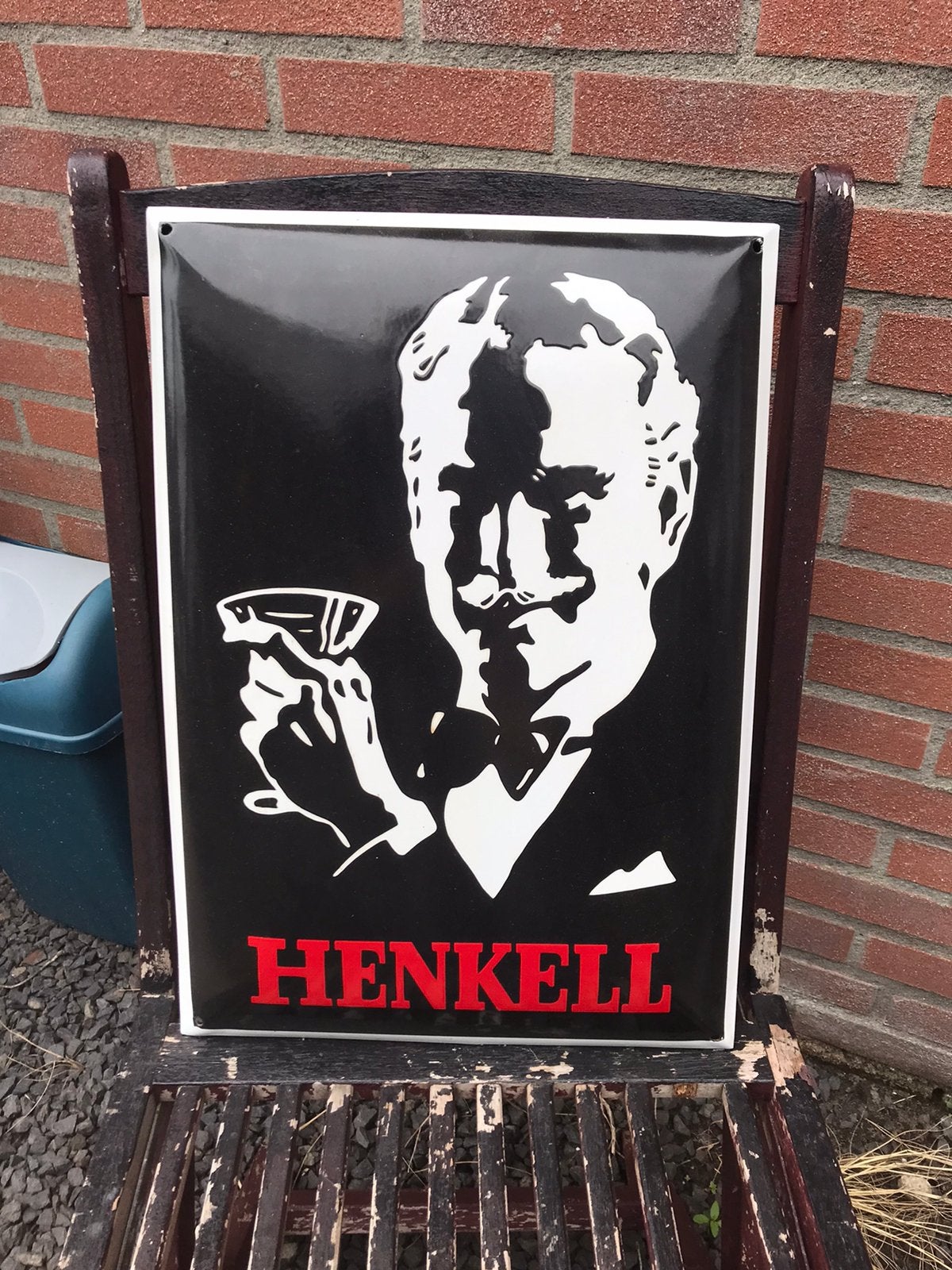 Panneau d'affichage émaillé HENKELL, Collections, Enlèvement ou Envoi, Utilisé, Panneau publicitaire