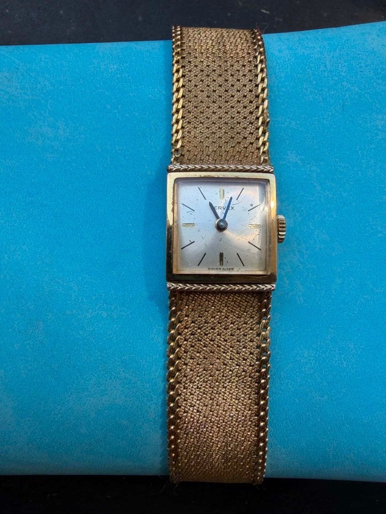 Montre Tervex vintage – mécanique suisse – plaqué or 20 mic, Montre-bracelet, Autres marques, Enlèvement ou Envoi, Utilisé
