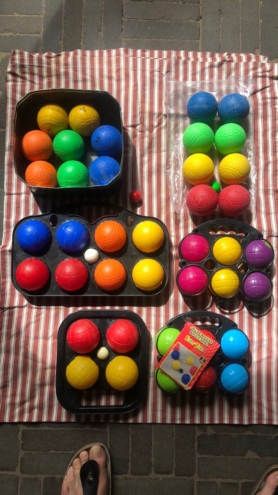 40 petanqueballen met 6 kleine balletjes, Ophalen, Gebruikt