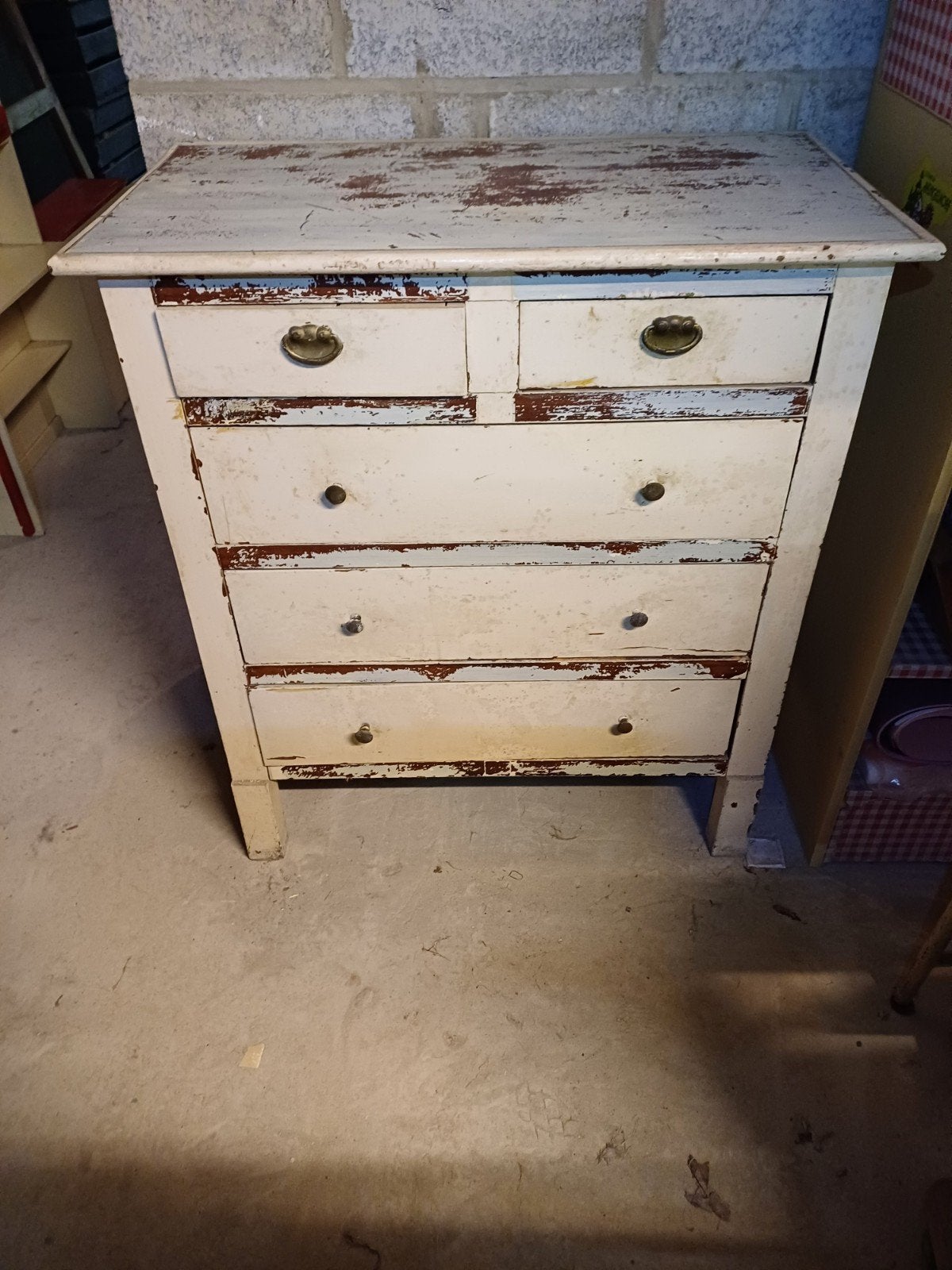 ancienne armoire de ferme, 25 à 50 cm, Boerenantiek, 5 tiroirs ou plus, Moins de 100 cm