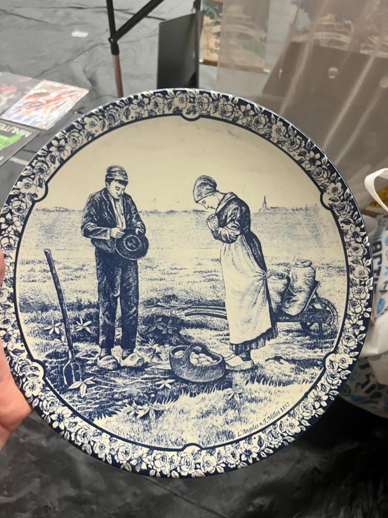 Delfts blauwe wandbord met de afbeelding van 'L'Angelus', Antiek en Kunst, Ophalen