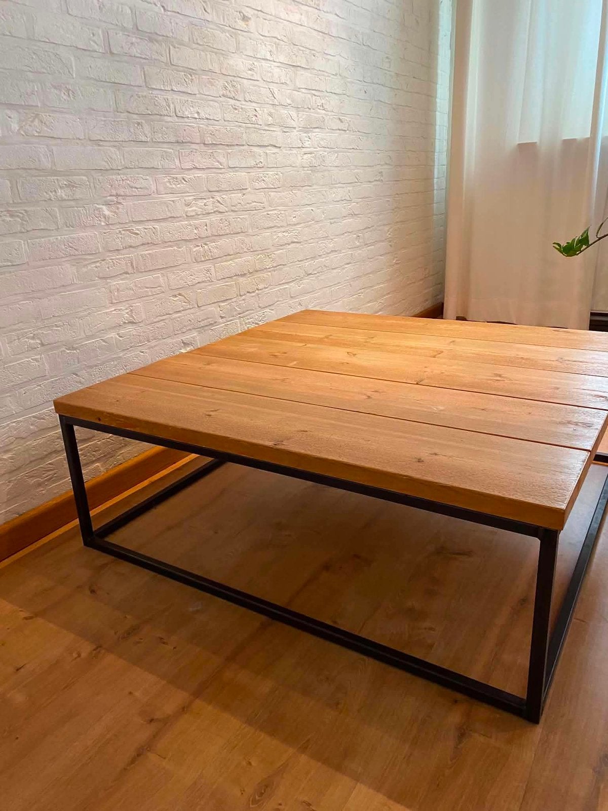 Industriële salontafel te koop, Ophalen, Vierkant, Zo goed als nieuw, Metaal