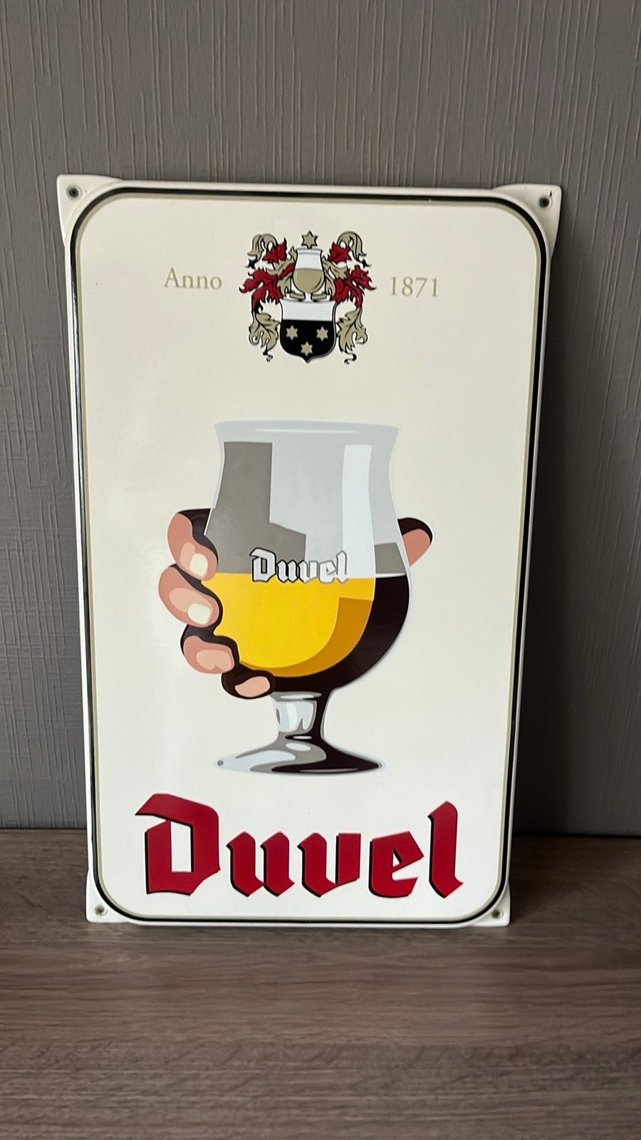 Duvel emaille bord, Verzamelen, Merken en Reclamevoorwerpen, Ophalen of Verzenden, Zo goed als nieuw