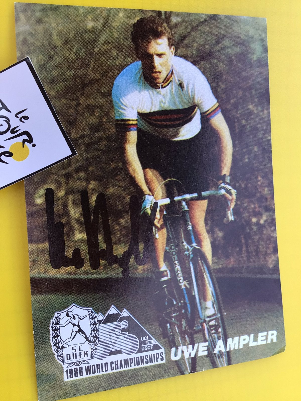 Wielerkaart 1986 wk team ddr uwe ampler signe, Verzenden, Zo goed als nieuw