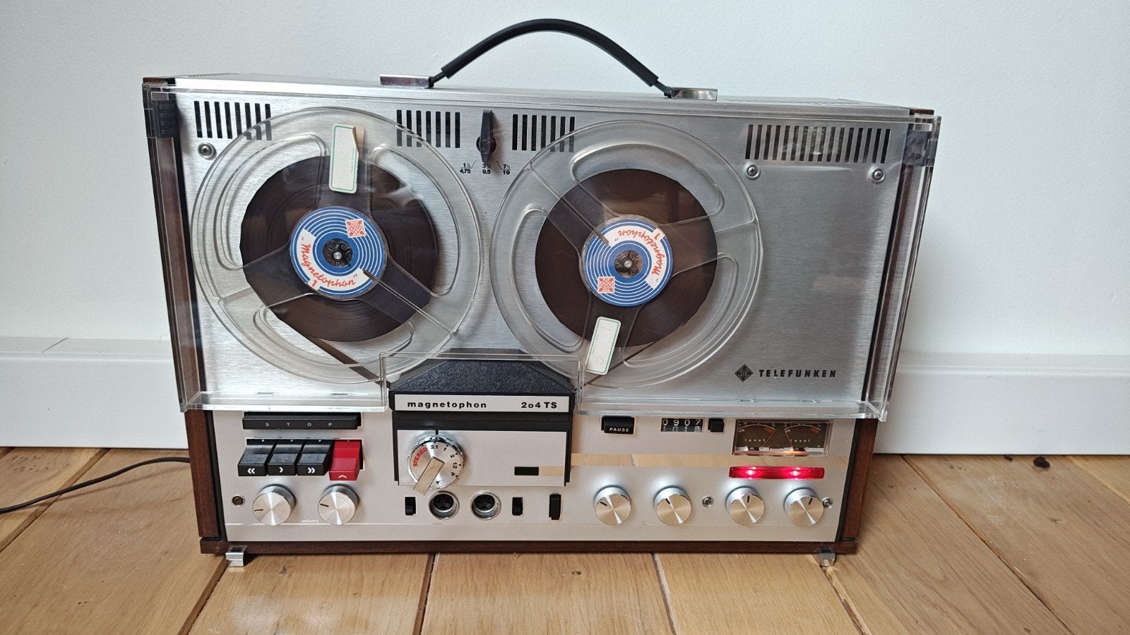 Vintage Telefunken Magnetophon 204 TS Bandrecorder, Ophalen, Bandrecorder, Met stofkap