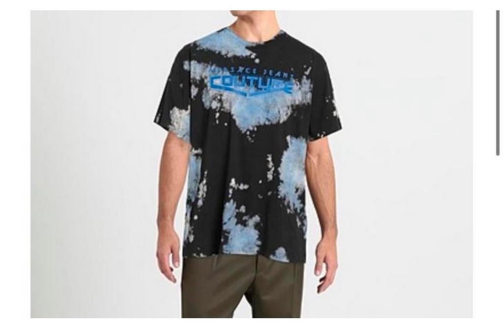 Versace Jeans Couture Tie-Dye Crewneck T-Shirt NIEUW 300$, Ophalen of Verzenden, Nieuw, Maat 46 (S) of kleiner, Zwart