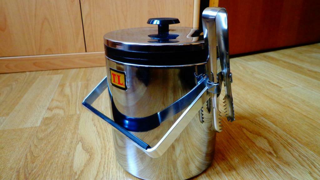 ijs-/koelemmer inox met deksel en "grijptang" (H=ca.16 cm), Maison & Meubles, Cuisine | Ustensiles de cuisine, Neuf, Enlèvement