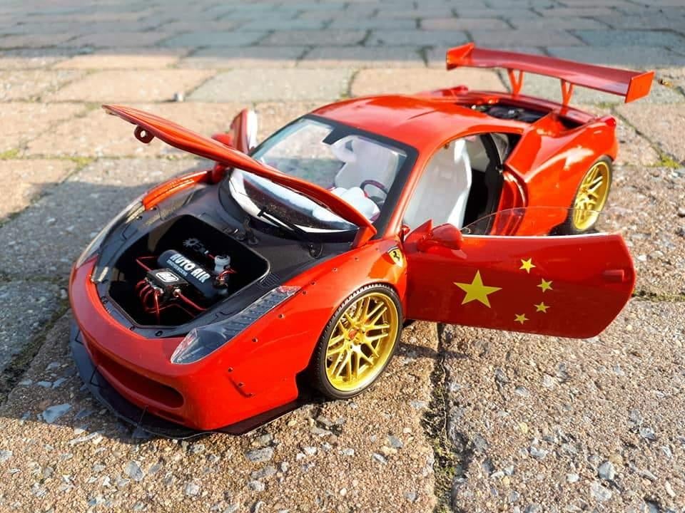 1:18 hotwheels elite ferrari 458, Ophalen of Verzenden, Zo goed als nieuw, Auto, Overige merken