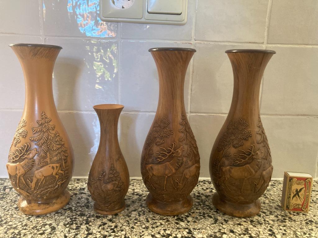 4 kerstvaasjes kitsch kerstvaas herten hertjes Bambi bambie, Diversen, Ophalen of Verzenden, Zo goed als nieuw