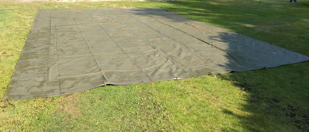 Zeil/bache, olijfgroen/kaki, afmetingen 7,5m x 4,7m, Doe-het-zelf en Bouw, Ophalen, Zo goed als nieuw, 15 m² of meer, Zeil