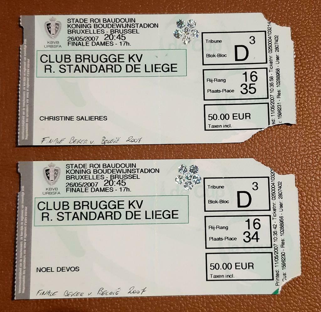 Tickets Club Brugge - Standard 2007, Verzamelen, Sportartikelen en Voetbal, Gebruikt, Overige typen, Ophalen of Verzenden