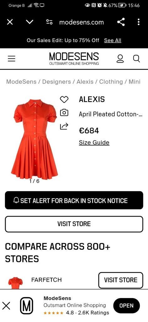 Robe rouge à plis Alexis April, Taille 38/40 (M), Au-dessus du genou, Neuf, Rouge