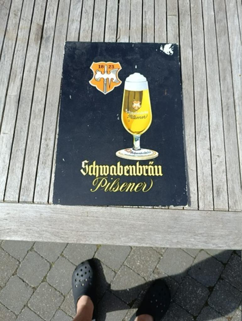 Schwaubenbrau bier reclame, Verzamelen, Ophalen, Gebruikt, Reclamebord, Plaat of Schild, Overige merken