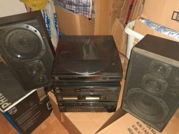 Retro Hifi Jvc T-schijf. Dubbele k7-radio, Ophalen, Cd-speler, JVC
