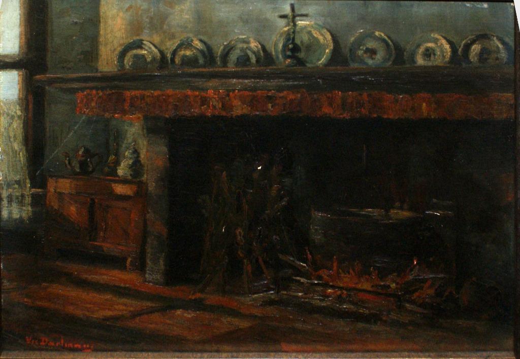 Vic Daelmans (1872-1845): Interieur (46 x 39 cm), Ophalen of Verzenden