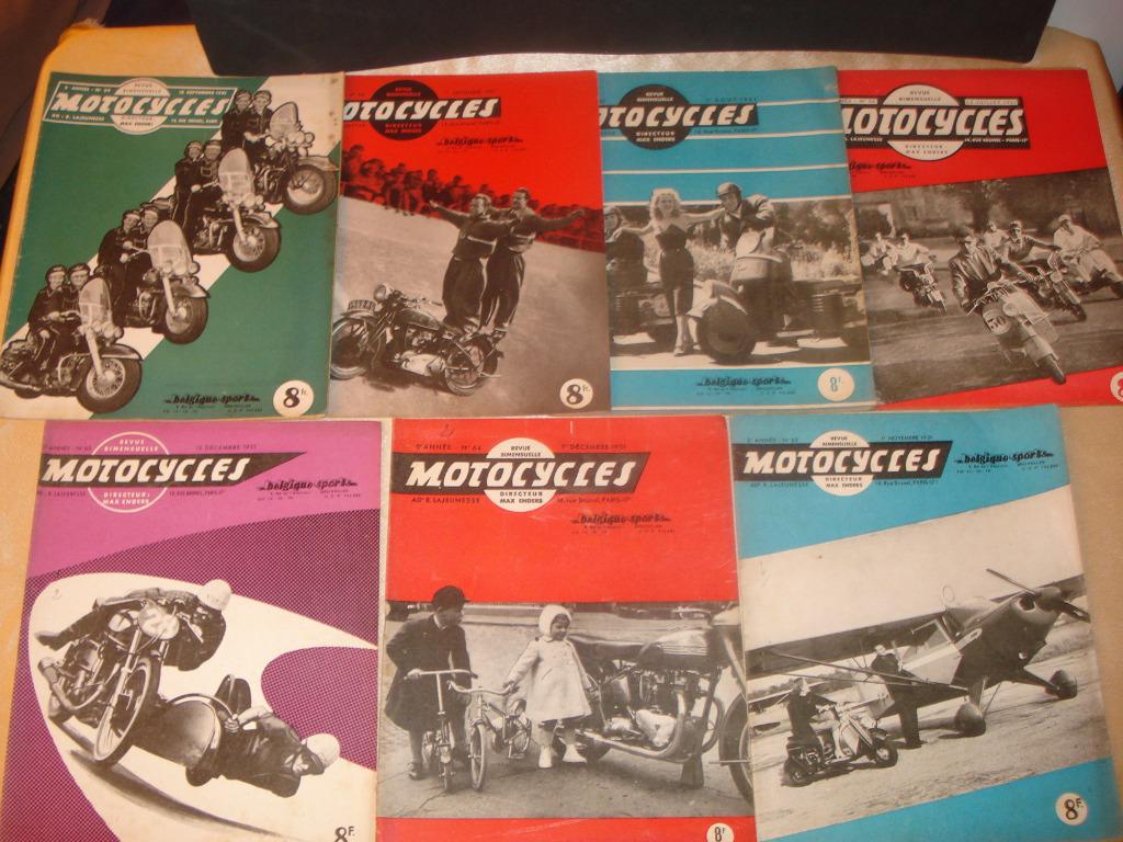 MOTOCYCLES Lot de 7 Anciennes Revues 1951, Livres, Motos, Utilisé, Général, Enlèvement ou Envoi
