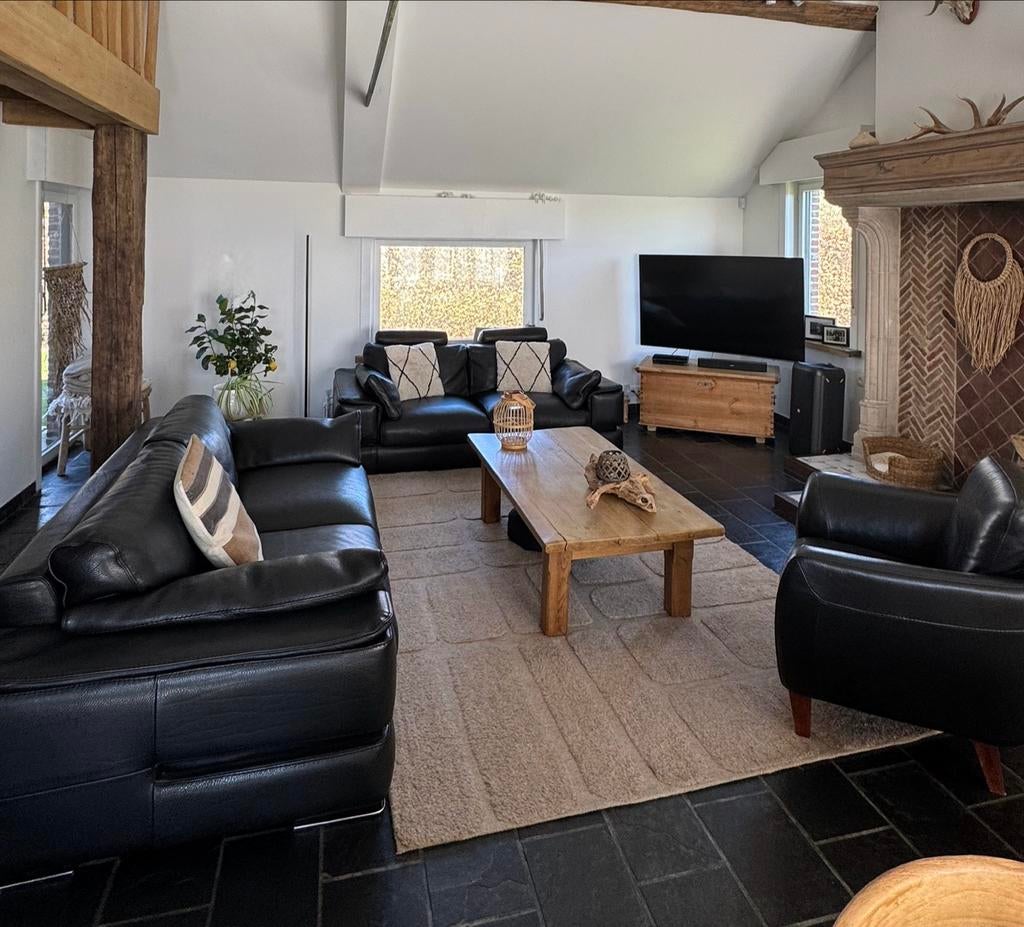 Salon en cuir complet. Nouveau prix 15.000 eur, Maison & Meubles, Canapés | Coins salons complets, Enlèvement
