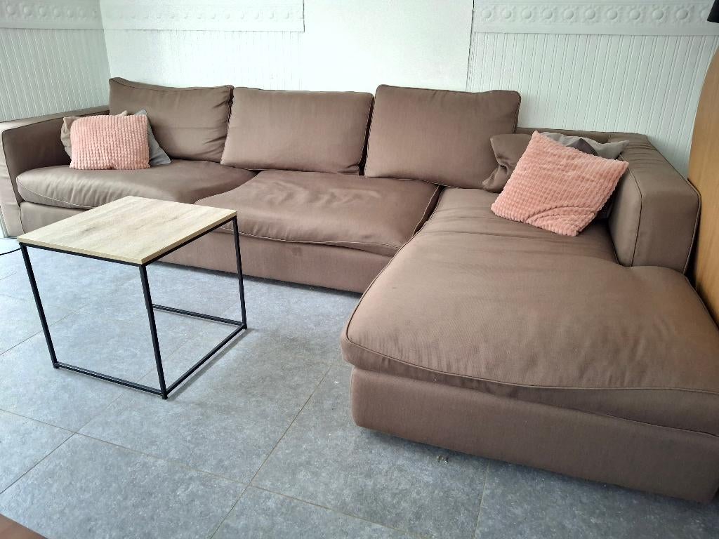 Zetel L-vorm grijs bruin, Ophalen, Gebruikt, 300 cm of meer, Vierpersoons of meer
