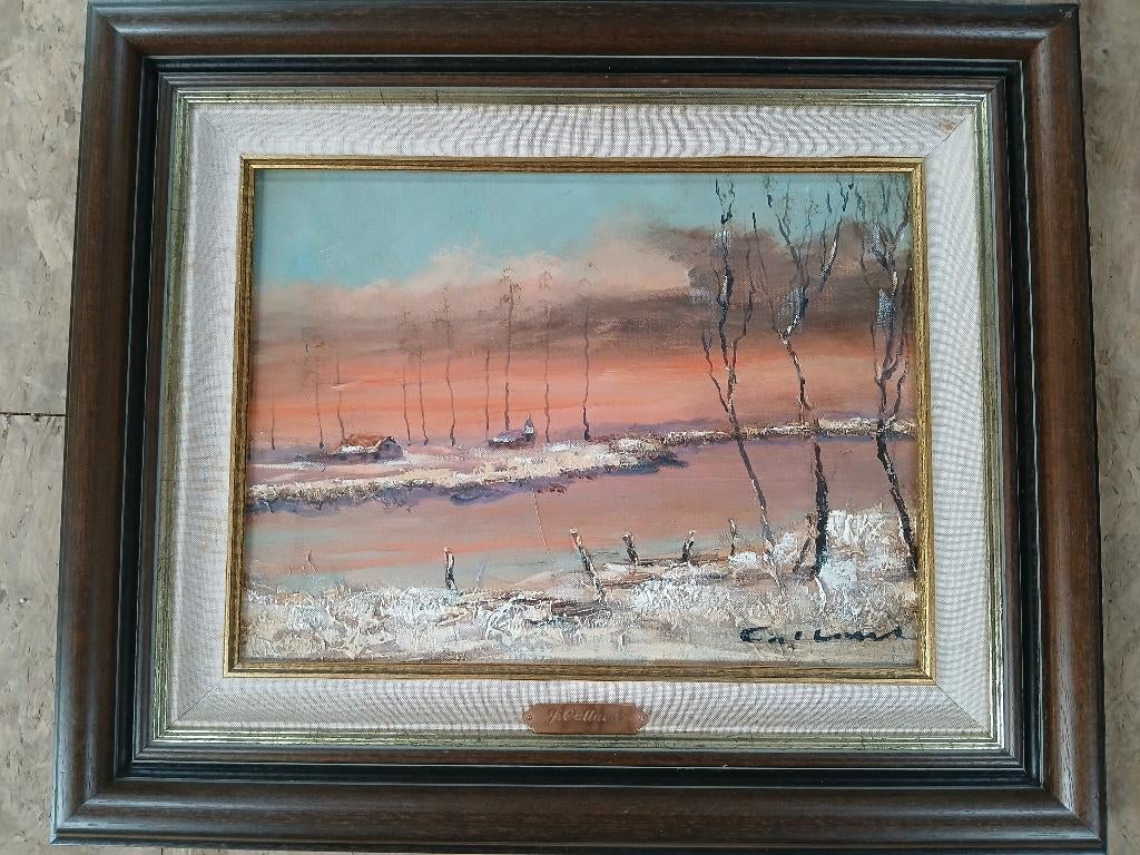 Schilderij WinterLeiebocht St Martens Latem de drie Leien, Antiek en Kunst, Ophalen