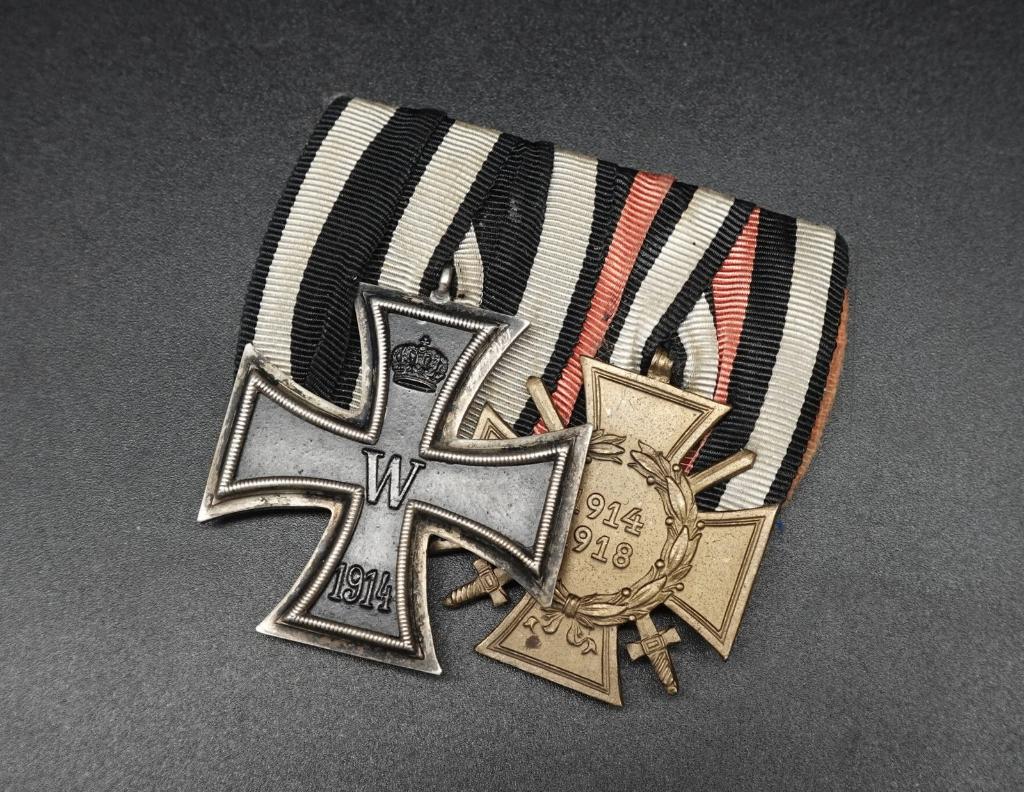 Medaillebar: IJzeren Kruis 2e Klasse (1914) & Ehrenkreuz, Verzamelen, Ophalen of Verzenden, Landmacht, Lintje, Medaille of Wings