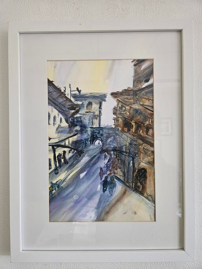 Mooie originele aquarel, Antiek en Kunst, Kunst | Litho's en Zeefdrukken, Ophalen