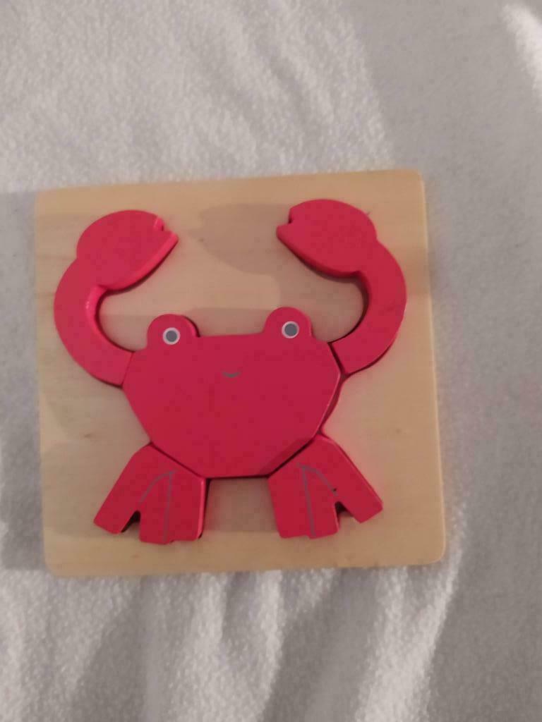 Inlegpuzzel krab, Kinderen en Baby's, Ophalen, Gebruikt, Van hout, Minder dan 10 stukjes