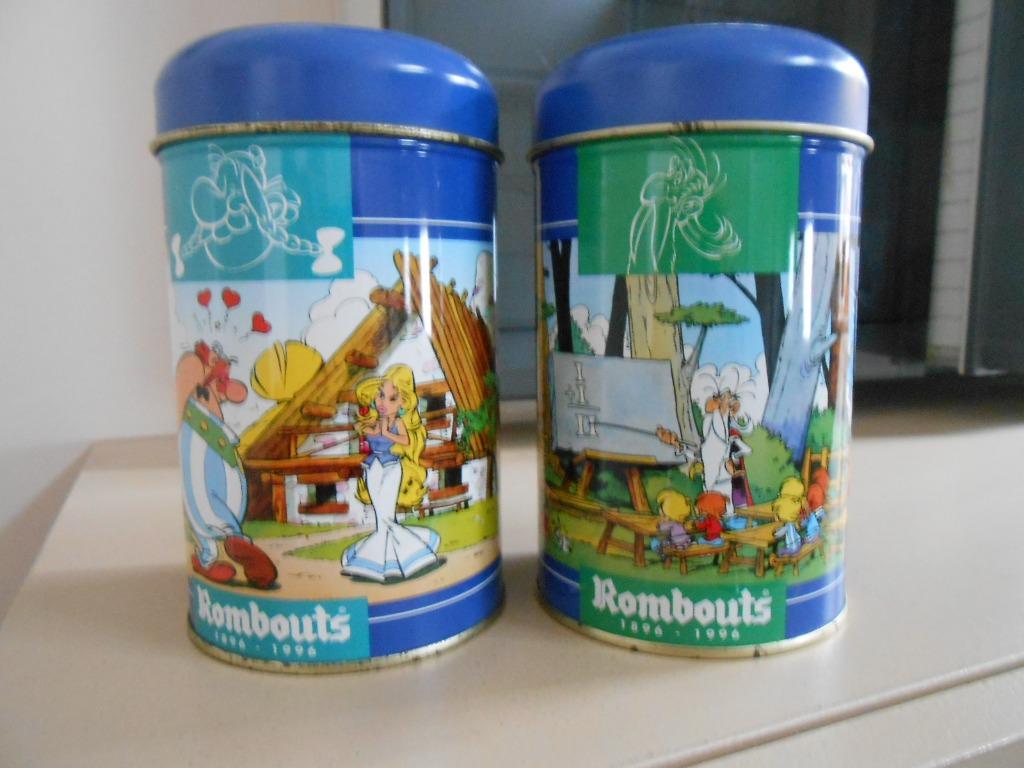 2 blikken dozen Asterix . Rombouts 1996, Verzamelen, Stripfiguren, Ophalen of Verzenden