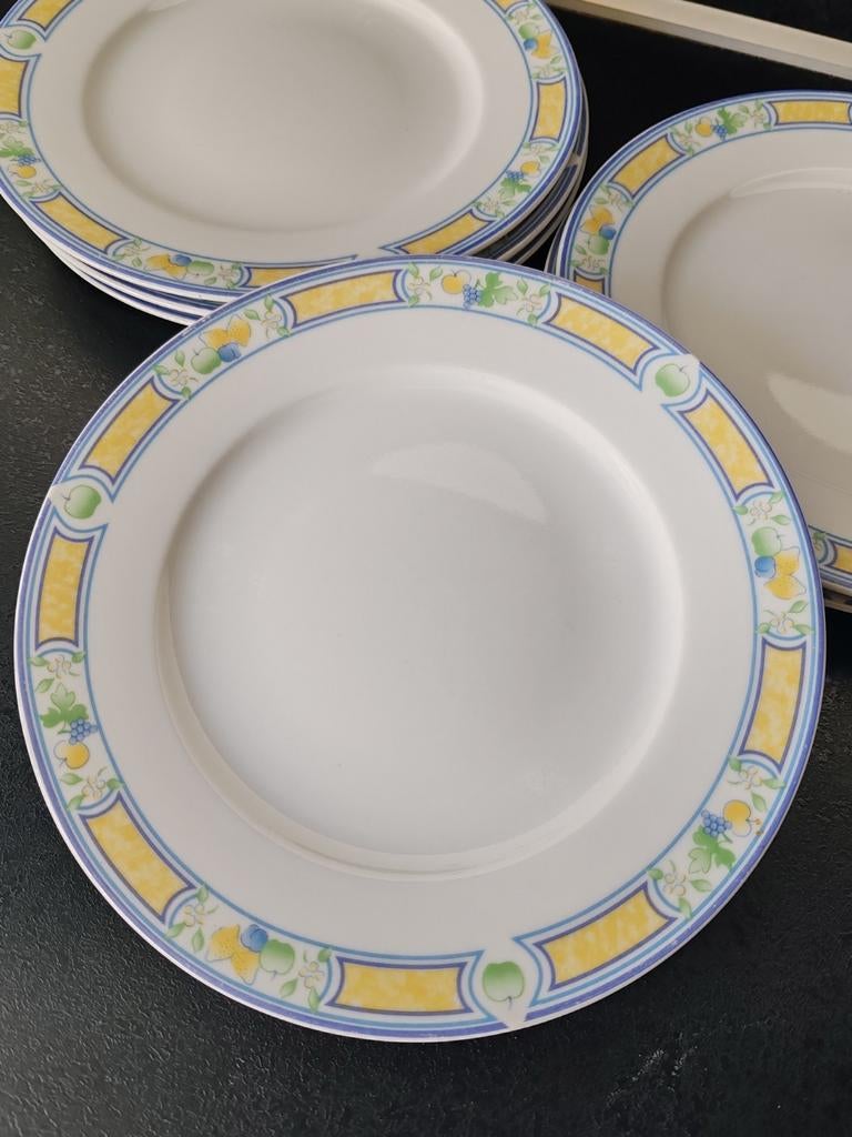 Set van 6 vintage dessertborden, Ophalen of Verzenden, Zo goed als nieuw, Porselein