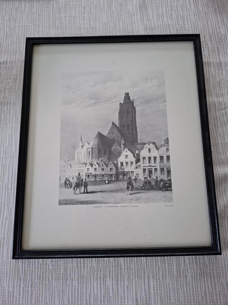Lithografie van markt Oudenaarde in 1840., Ophalen