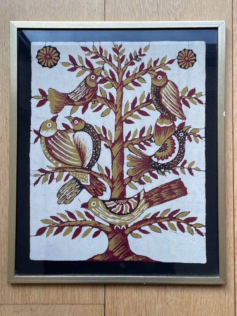 Batik Sri Lanka 31,5 x 39,5 cm, Antiek en Kunst, Kunst | Niet-Westerse kunst, Ophalen of Verzenden