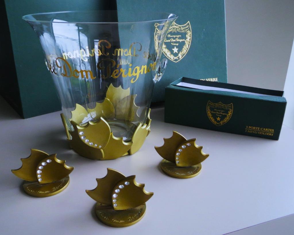 Dom Perignon Swarovski Set Champagne Koeler en 3 Menuhouders, Enlèvement ou Envoi, Comme neuf, Autres types