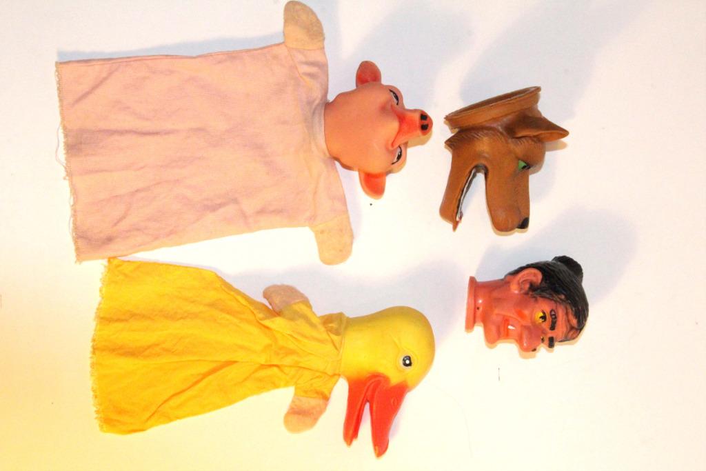 2 handpoppen en 2 hoofden poppenkast, Kinderen en Baby's, Ophalen of Verzenden