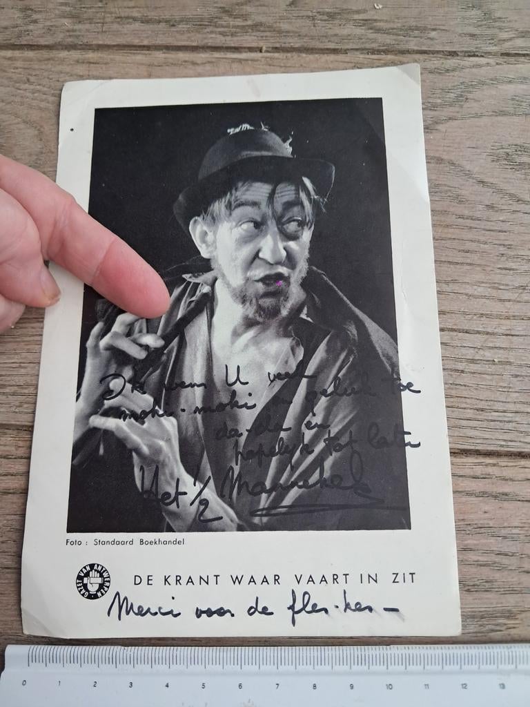 Geschreven bericht op foto, Gazet van Antwerpen, 1/2 mannek, Ophalen of Verzenden, Foto