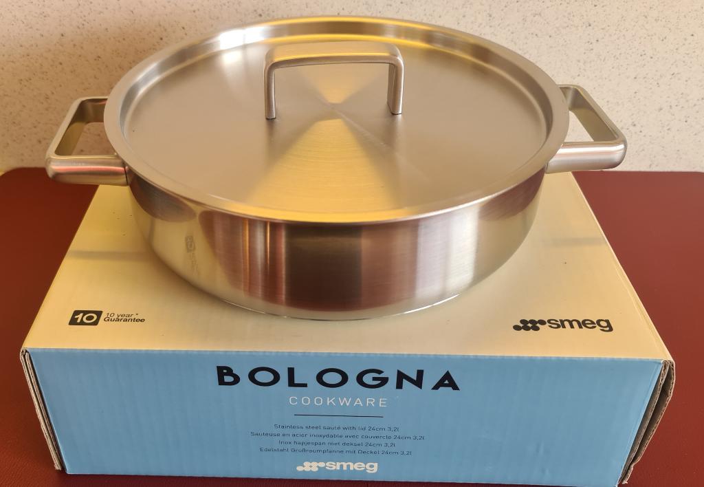 Braad- sauteerpan 'Bologna/Smeg' - 24 cm/3,2L, Inox, Nieuw, Ophalen of Verzenden, Keramische plaat