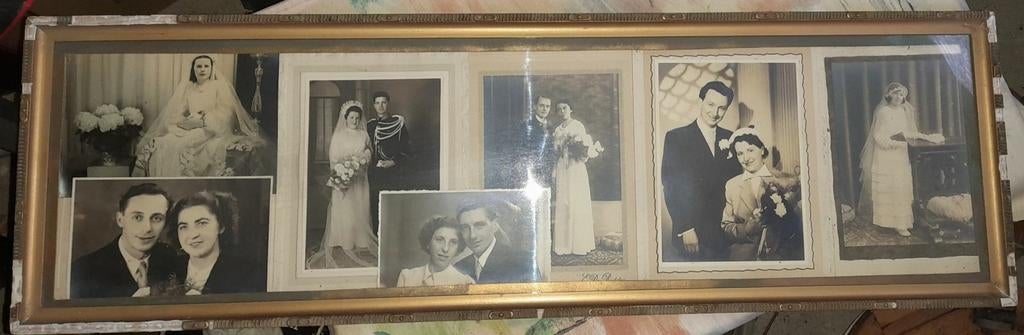 Cadre avec photos (1950) de mariage et de communiante, Enlèvement ou Envoi