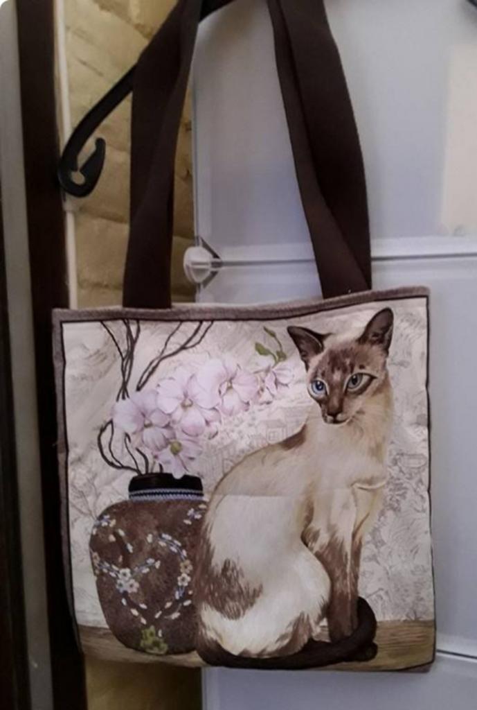 sac épaule , coton, chat siamois, Envoi, Neuf, Beige, Autres marques
