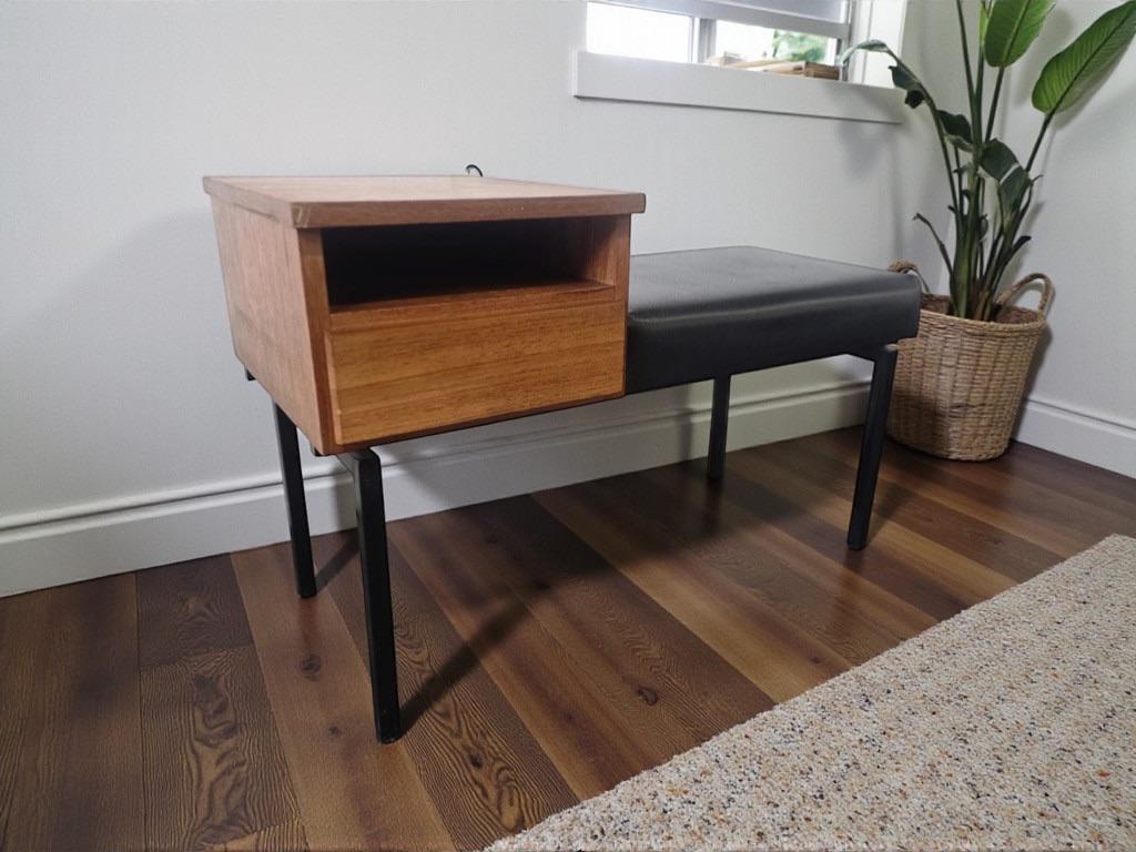 banc en bois vintage/banc de téléphone/table d'appoint, Enlèvement