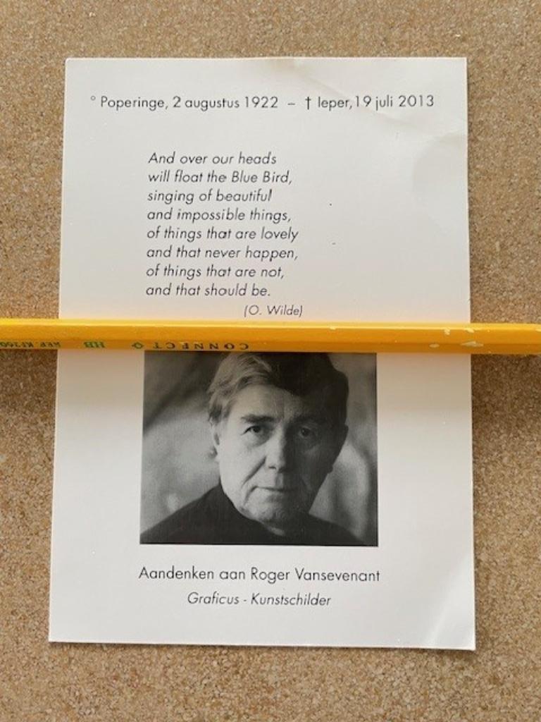 KUNSTSCHILDER/GRAFICUS ROGER VANSEVENANT POPERINGE 1922, Ophalen of Verzenden, Bidprentje