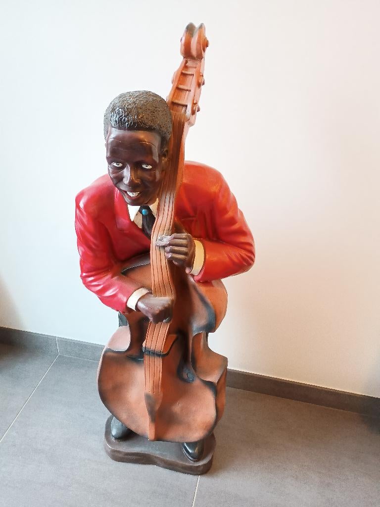 Beeld polyester Jazz muzikant (bassist), Verzamelen, Ophalen, Gebruikt, Mens
